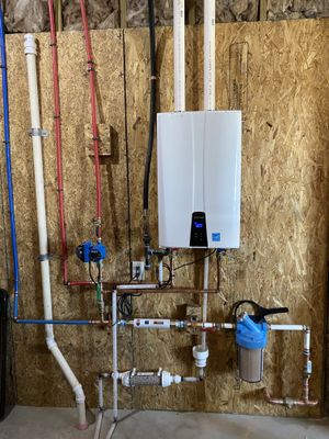 New construction Navien brand tankless water heater installation